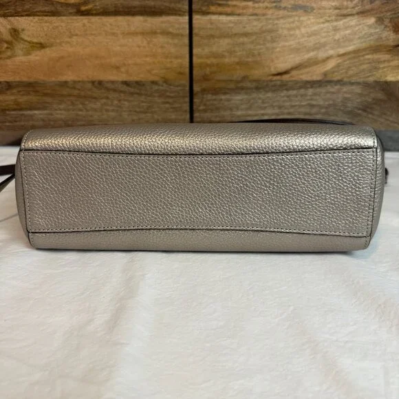 COACH Metallic Leather Prairie Satchel Platinum 87686 Convertible Crossbody $328 - Picture 8 of 12